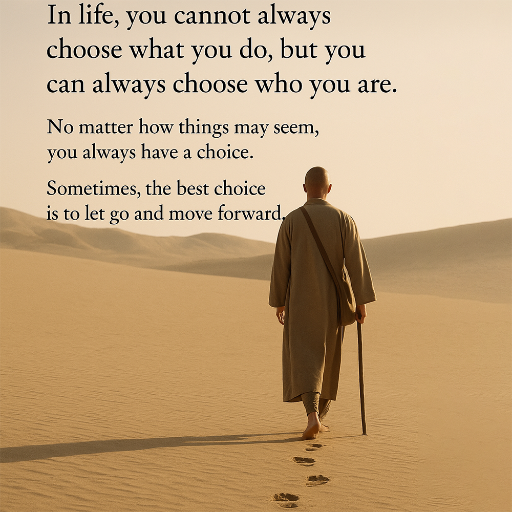 In life, you cannot always choose what you do, but you can always choose who you are. image